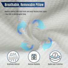 Almohada cuña de espuma viscoelástica ajustable con funda estampada jacquard elegante y moderna | Almohada cuña multiuso para dormir, almohadas cuña