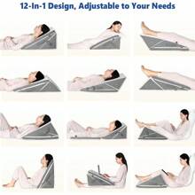 Almohada cuña de espuma viscoelástica ajustable con funda estampada jacquard elegante y moderna | Almohada cuña multiuso para dormir, almohadas cuña