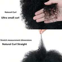 Afro Kinky Curly Wig With Bangs Full Machine Made Scalp Top Wig 200 Density Virgin Brazilian Short Curly Human Hair Wigs Natural Color 14-20 INCH - Natural Black - 查看 5