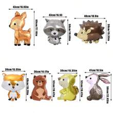 7PCS/SET Woodland Animal Balloons Forest Animals Foil Mylar Balloon For Woodland Themed Baby Shower,Jumbo Bunny Fox Squirrel Hedgehog Raccoon Balloons Woodland Balloons For Birthday Party Decorations Baby Shower Family Decorations Gifts - Multicolor - View 2