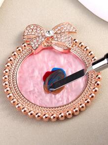 Paleta de uñas de plata, oro y rosa, soporte para exhibir el arte de uñas, pajarita brillante, rhinestones, bandeja para esmalte de gel, pigmento variado para decoración de uñas