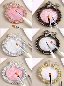 Paleta de uñas de plata, oro y rosa, soporte para exhibir el arte de uñas, pajarita brillante, rhinestones, bandeja para esmalte de gel, pigmento variado para decoración de uñas