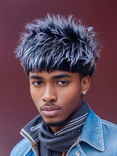 1 pieza Gorro de peluca unisex de moda, sombrero de señor de la mafia de tendencia, gorro de peluca sin borde elástico tejido, sombrero esponjoso, accesorio de sombrero humorístico de estilo hip hop callejero