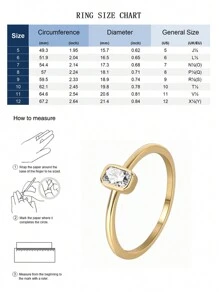 Charm-In Glänzender quadratischer Zirkonia-Ring, goldplattierter Messingring mit funkelnden Zirkonia-Steinen, eleganter Schmuck, Verlobungsring, geeignet für Partys oder Hochzeiten, Geschenk für die Freundin, Valentinstag