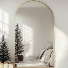 LadyNow Full Length Mirror, Multiple Sizes Arched Floor Mirror Freestanding, Oversized Floor Standing Mirror Full Body Mirror, Gift With Stand For Bedroom, Hanging Mounted Mirror For Living Room Cloakroom - 金色 - 查看 1