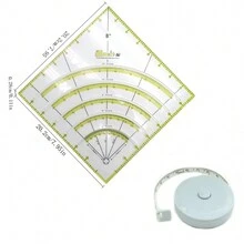 8x8 Inch Acrylic Quilting Template - Multipurpose Curved & Wave Design, Dual-Color Markings, Suitable For Precise Sewing, Patchwork & Crafting - Multicolor - View 9