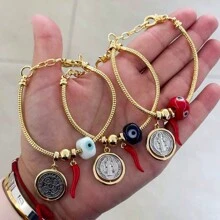 1 件镀金蛇链吊饰圣母玛利亚手链女士手链首饰 - Charm Bracelet - 查看 1