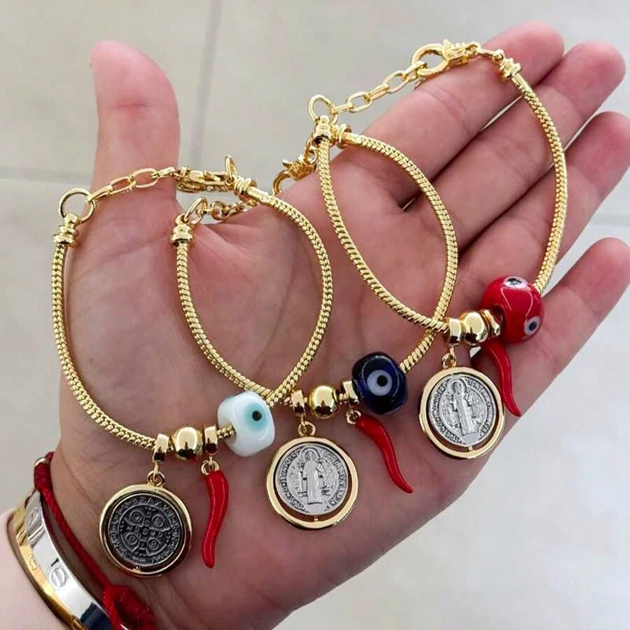 1 件镀金蛇链吊饰圣母玛利亚手链女士手链首饰 - Charm Bracelet - 查看 1