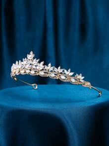 1pc Elegant Symmetric Zinc Alloy Bridal Crown, Sparkling With Rhinestones And Glass Gems. A Hallowed Symbol For Weddings, Glamorous Accent For Birthday Parties, Eye-Catching Prop For Photoshoots, And A Radiant Accessory For Women