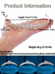 1pc Elegant Symmetric Zinc Alloy Bridal Crown, Sparkling With Rhinestones And Glass Gems. A Hallowed Symbol For Weddings, Glamorous Accent For Birthday Parties, Eye-Catching Prop For Photoshoots, And A Radiant Accessory For Women