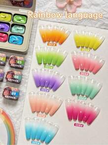 9 Colors Rainbow Language Patting Glue Smudge Canned High Saturation Popular Semi-Solid Nail Polish Glue Nail Salon Special