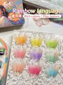 9 Colors Rainbow Language Patting Glue Smudge Canned High Saturation Popular Semi-Solid Nail Polish Glue Nail Salon Special