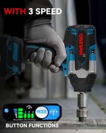 ONEVAN Electric Wrench,High Torque Cordless Brushless Electric Impact Wrench 1800N.M 1/2" Drill Screwdrivers Power Tools Set - View 11