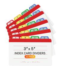 3"X5" Index Cards Dividers, 20 Counts Alphabetical Index Cards Blank Ruled Note Cards With 1/4 Cut Tabs, File And Recipe Study Dividers, Assorted Colors Card File, A-Z Guide - Multicolor - View 2