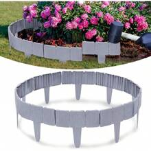 LILIIN Rasenkante in Steinoptik Beetumrandung Garten Border Rasenkante Kunststoff Mähkante Gartenumrandung Palisade Anthrazit/Grau - Anthrazit 5m - Übersicht 2