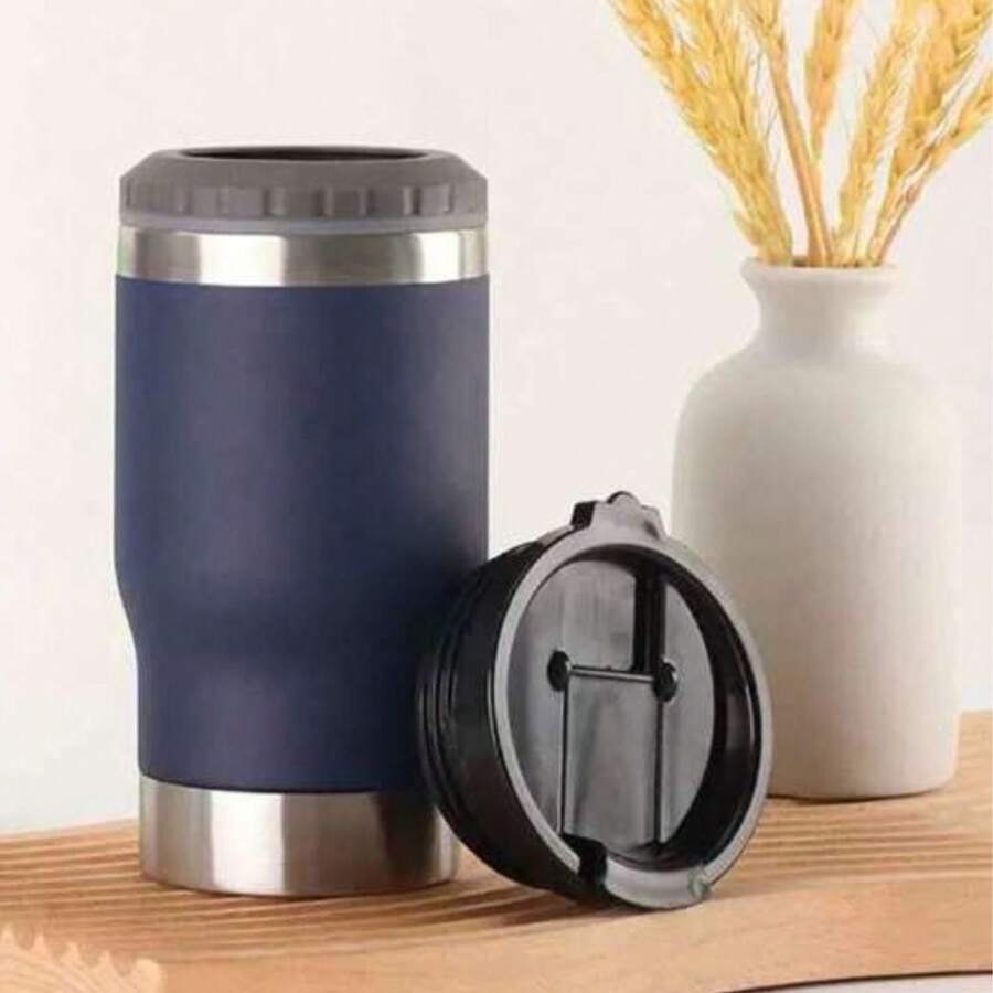 3 IN 1 LONG CAN BEER HOLDER 420ML WITH LID AND OPENER ASSORTED COLORS - Màu xanh hải quân - Xem 1