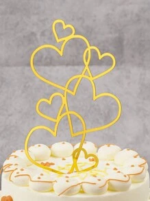1 cái/3 cái/5 cái Trang trí bánh hình trái tim đơn giản để nướng, trang trí tiệc tráng miệng lễ hội, trang trí bánh hình trái tim cho Ngày của Mẹ, Ngày lễ tình nhân và các ngày kỷ niệm - Hoàn hảo cho bàn tráng miệng và dụng cụ làm bánh - Vàng - Xem 8