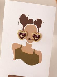 1 对时尚简约星球和爱心形吊坠耳环 - 星球愛心耳環 - 查看 5