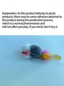 Interaktywne zabawki dla kotów, w kształcie piór i pluszowej myszy, odpowiednie do zabawy i dbania o zdrowie zębów kociąt