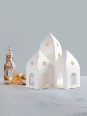 6/12pcs 白色镂空星月透明包装盒，星月包装盒，礼品包装盒，礼品盒，派对装饰包装盒，烘焙饼干糖果礼品包装