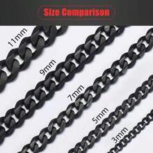 3-11mm Stainless Steel Miami Cuban Chain Necklace For Men Women Punk 18-24 Inch Curb Link Jewelry Gift - màu đen - Xem 2