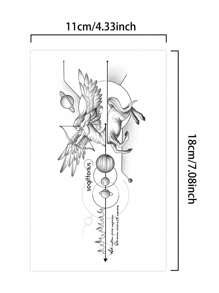 1Pc Geometric Temporary Tattoos European Style Sagittarius Waterproof Sweatproof Last For 1-2 Weeks Realistic Herbal Juice Non-Reflective Faux Black Fake Tattoos For Woman And Men Tattoo Stickers For Arm, Chest, Leg, Abdomen, Waist Modernist Body Art - Black - View 4