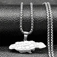 Map Of Jamaica Pendants Necklaces For Women Men Stainless Steel Gold Silver Color Country Geography Chain - Necklace - View 2