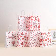 6 件心形礼品袋，棕色牛皮纸购物/派对/节日糖果袋 - 彩色 - 查看 9
