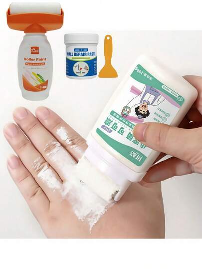 1 pezzo di vernice per pareti autopitturante, per riparare macchie, segni di acqua e graffiti; include rullo per applicazione semplice e rinnovo della parete. Consegnati due motivi casuali.