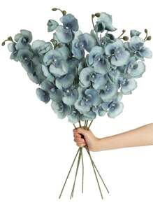 1/3/5/8 buc buchet de flori de orhidee din mătase artificială, decor de plante artificiale pentru cameră, piesă centrală de toamnă, buchet de mireasă, decorațiuni de nuntă, material pentru coroane DIY, petrecere de ziua de naștere, casă, sufragerie, vază, grădină în aer liber, Ziua Îndrăgostiților, cadou de Anul Nou - albastru deschis - Vizualizare 9