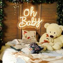 1 pezzo Luce al neon decorativa "Oh Baby" bianco caldo, 30,5 x 28 cm, decorazione artistica a LED per parete, adatta per casa, ufficio, club, decorazione da appendere per parete per compleanni di bambini, alimentata tramite USB. Serie di luci al neon adatta per giochi, insegne al neon per decorazione di stanza da gioco, camera da letto, festa, regalo per feste, matrimoni, cerimonie di fidanzamento, personalizzabile, regalo per giovani, bambini, vacanze
