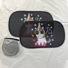 2入組嬰兒汽車側面遮陽板卡通防曬隔熱靜電吸附汽車側窗玻璃