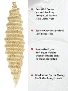 20/22/30 英寸金色柔软海洋波浪钩编假发，深波浪扭辫钩编接发，卷曲钩编假发，长波浪卷曲辫合成钩编假发（20/22/30 英寸，金色）