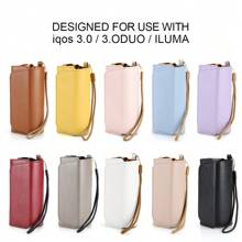 IQO 3.0/3.0DUO/ILUMA/PRIME, 20 HeatSticks, SMARTCORE STICKS, bolsa para guardar cigarros com couro PU de grão de cordeiro, toque delicado e agradável à pele, acessórios multicoloridos para a vida, adequado para presentes de Natal para homens e mulheres