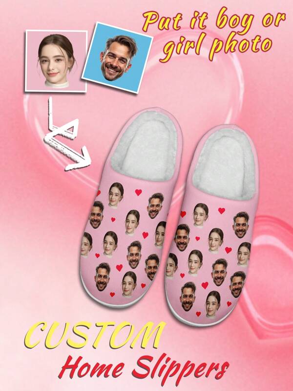 Valentine's Day Custom Home Slippers, Lover's Name Cupid Designed Lightweight Comfortable Soft Bottom Home Slippers For Men And Women, Personalized Valentine Gift For Mom/Dad/Her/Him/Girlfriend/Boyfriend/Wife/Husband/Friend