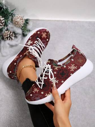 女士波西米亚风透气时尚跑步鞋、舒适休闲运动鞋、轻便运动网球鞋