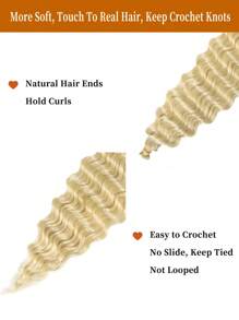 22英寸柔软金色海洋波浪钩编假发，深波浪扭辫钩编接发，卷曲钩编假发，长波浪卷曲合成钩编假发（22英寸，613#） - 金色 - 查看 5