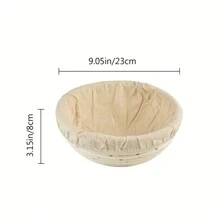 1 件波西米亚风格柳条面包发酵篮，椭圆形天然藤条面包面团发酵篮，带衬布，圆形和椭圆形食物发酵篮，适用于自制面包烘焙工具 - 米色 - 查看 16