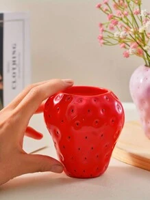 1 Stück Mini süße Erdbeere geformte Vase, handbemalte dekorative Harz Vase für Zuhause, Restaurant Tischdekoration und Hydrokultur Pflanzen, bestes Valentinstag Geschenk Heim Dekoration Raum Dekoration Blumenvase Glasvase
