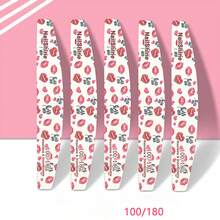 Set de 5 piezas de lima de uñas en forma de media luna hueca para el Día de San Valentín, accesorios delicados para el cuidado de las uñas, tabla de esmeril impermeable de doble cara, regalo de Navidad y Año Nuevo - Multicolor - Ver 11
