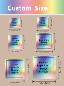 50pcs 100pcs 3x3cm/4x4cm/5x5cm/6x6cm/7x7cm/8x8cm Custom Logo Sticker Labels, Business Sticker Printing, Personalized Holographic Square Label Stickers For Cup/Cosmetic Bottle, Customized Laser Square Sticker, Company Sticker Logo, Personal Stickers Adhesive,Seal,No-Iron,Multi-Functional,Ornamental Exquisite,Modern,Colorful,Contracted Custom,Personalized,Unique Ideal Gifts For Anniversaries,For Children's Day,For Graduation,For Weddings Back To School