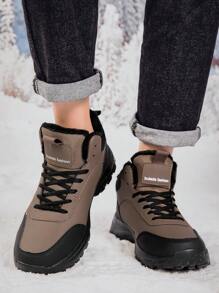 Genuine New Lightweight Shoes Men's Winter Snow Boots Men's Hiking Shoes Thermal Lined Thick Warm Large Size Boots High-Top Warm Shoes - Brown - View 10