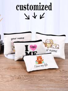 1pc Customizable Unique Fashion Simple Letter Lightweight Clutch Bag Can Hold Phone Makeup Bag Coin Purse Wristlet Essential For Travel Cute Letter Toiletry Bag