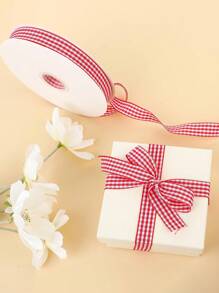 2pcs/1pc/红白格子丝带，情人节蝴蝶结丝带，格子布艺工艺品格子丝带卷用于情人节派对装饰，节日礼品包装，工艺品发饰，送给亲人和朋友的礼物，简约大气的创意礼品。 - 紅白色 - 查看 5