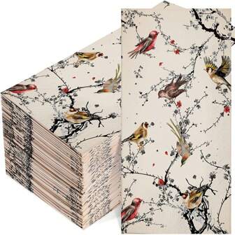 20pcs Bird Guest Napkins Birds Paper Hand Towels Dinner Napkin Decorative Paper Guest Towels For Bathroom Powder Room Christmas Happy New Year Wedding Anniversary Holiday Birthday Party Napkins