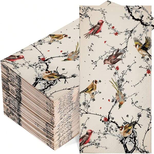 20pcs Bird Guest Napkins Birds Paper Hand Towels Dinner Napkin Decorative Paper Guest Towels For Bathroom Powder Room Christmas Happy New Year Wedding Anniversary Holiday Birthday Party Napkins