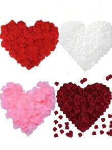 300/600/1200片人造丝玫瑰花瓣，白色仿真玫瑰花瓣，适用于情人节、婚礼、周年纪念、家居装饰、派对、活动花卉装饰 - 多色#3 - 查看 14