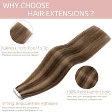 Tape In Hair Extensions Human Hair 100% Remy Human Straight Seamless Skin Weft Hair Invisible Straight Tape In Hair 20pcs 40/50g/Pack - 4/27 - View 3