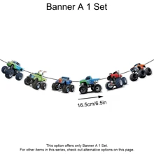 Lebendige Monster Truck Themen Tischdecke, Banner, Monster Truck Dekorationen mit roten, gelben, blauen, orangefarbenen und schwarzen Party-Luftballons für Monster Car Geburtstags-Party, Babyparty, Abschlussfeier Dekorationen - Monster-Truck-Party-Set - Übersicht 10