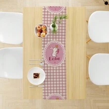 1pc Spring Easter Polyester Table Runner, 12.99x70.87 Inch, Rabbit, Wreath, Plaid Decor For Dining Table, Suitable For Holiday Room, Fireplace, Cabinet Decoration, Party Festival Decorations, Farmhouse Decor